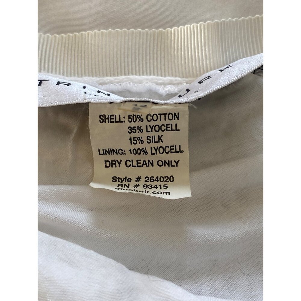 Trina Turk Skirt w/ Pom Poms Women's 12 Ivory Beige Cotton Silk Lined - Picture 6 of 15